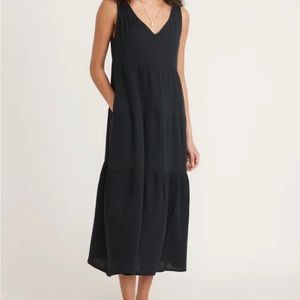 Marine Layer - Corinne Dress in Black Cricket Nile Double Cloth - Size  small